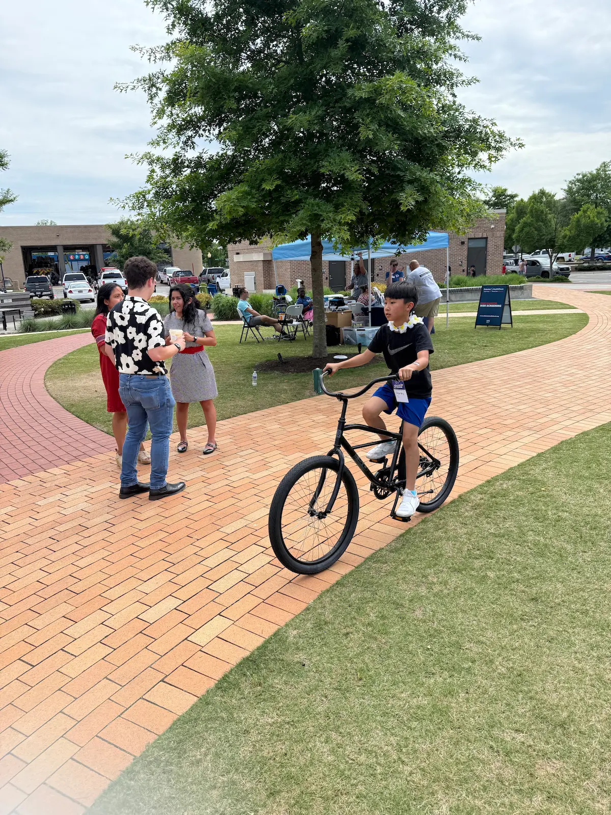 Children with new bicycles